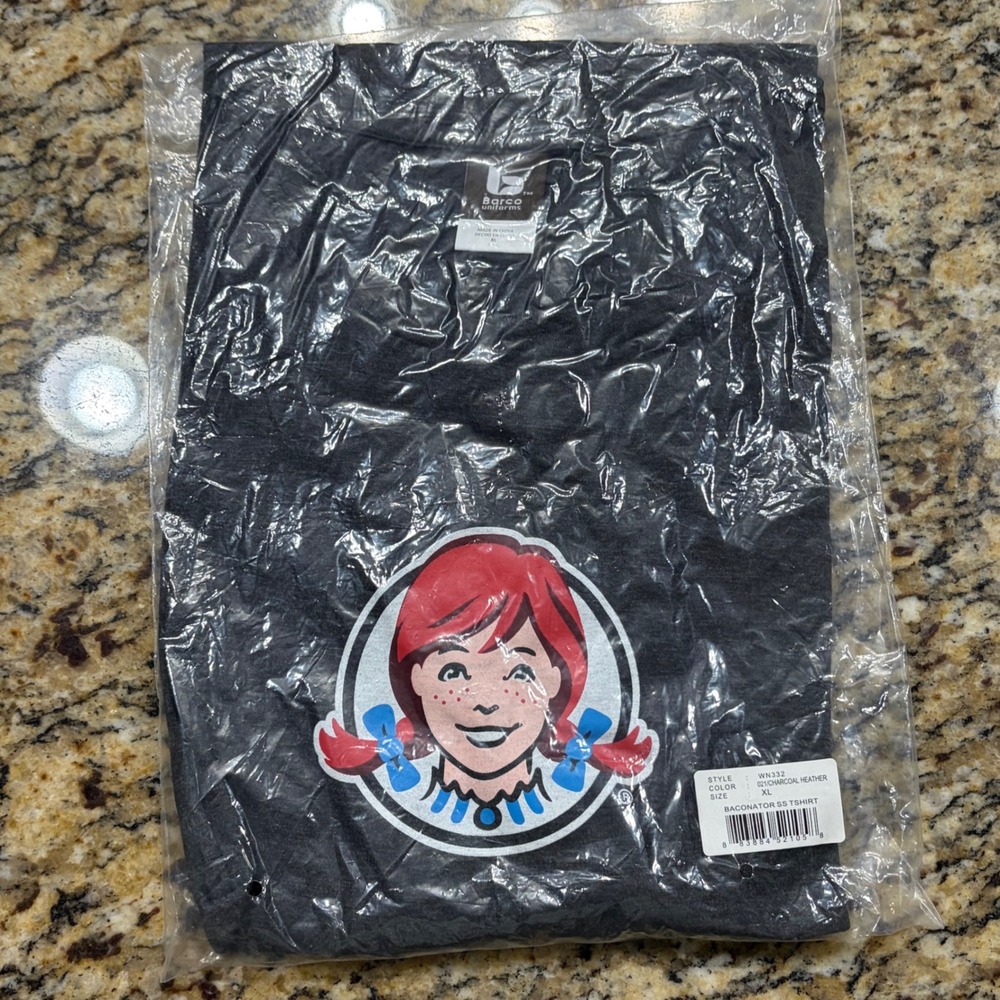 NEW Barco Uniforms Wendys Employee Baconator T-Shirt Charcoal Heather XL v